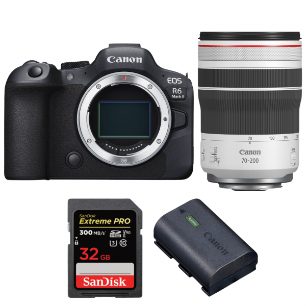 Canon EOS R6 Mark II + RF 70-200mm f/4 L IS USM + 1 SanDisk 32GB Extreme PRO UHS-II SDXC 300 MB/s + 1 Canon LP-E6NH|MCZ DIRECT