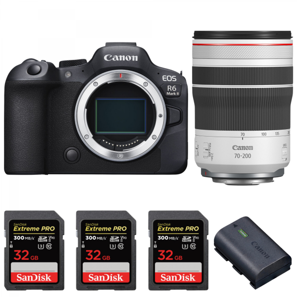 Canon EOS R6 Mark II + RF 70-200mm f/4 L IS USM + 3 SanDisk 32GB Extreme PRO UHS-II SDXC 300 MB/s + 1 Canon LP-E6NH|MCZ DIRECT