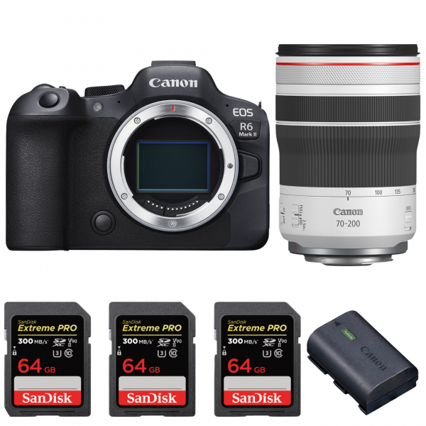 Canon EOS R6 Mark II + RF 70-200mm f/4 L IS USM + 3 SanDisk 64GB Extreme PRO UHS-II SDXC 300 MB/s + 1 Canon LP-E6NH|MCZ DIRECT