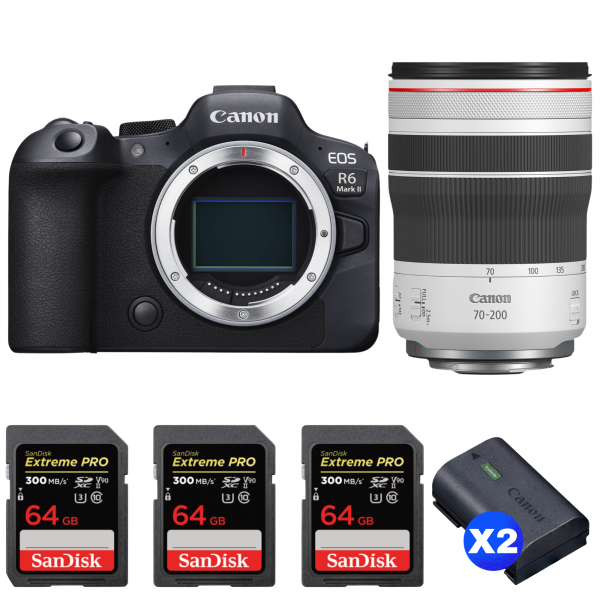 Canon EOS R6 Mark II + RF 70-200mm f/4 L IS USM + 3 SanDisk 64GB Extreme PRO UHS-II SDXC 300 MB/s + 2 Canon LP-E6NH|MCZ DIRECT