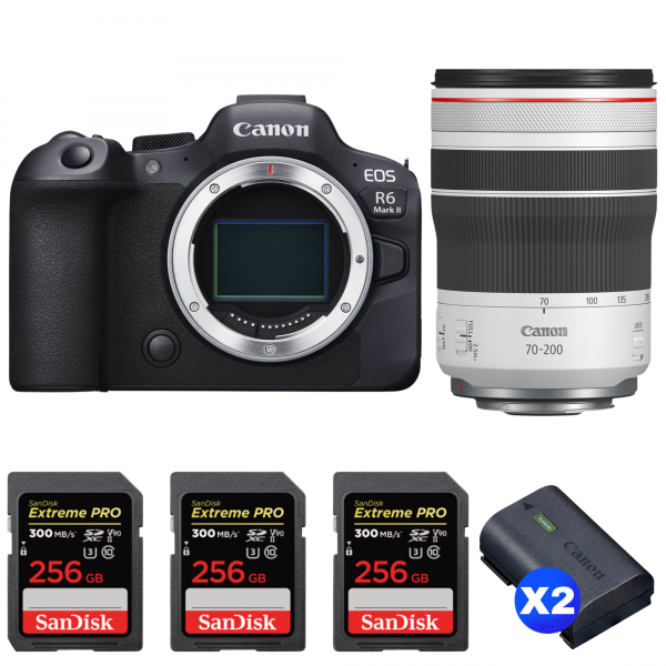 Canon EOS R6 Mark II + RF 70-200mm f/4 L IS USM + 3 SanDisk 256GB Extreme PRO UHS-II SDXC 300 MB/s + 2 Canon LP-E6NH|MCZ DIRECT