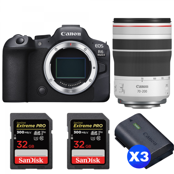 Canon EOS R6 Mark II + RF 70-200mm f/4 L IS USM + 2 SanDisk 32GB Extreme PRO UHS-II SDXC 300 MB/s + 3 Canon LP-E6NH|MCZ DIRECT