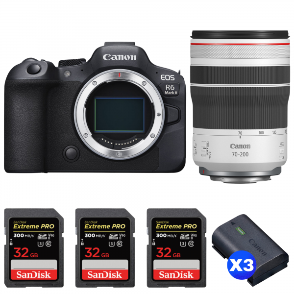 Canon EOS R6 Mark II + RF 70-200mm f/4 L IS USM + 3 SanDisk 32GB Extreme PRO UHS-II SDXC 300 MB/s + 3 Canon LP-E6NH|MCZ DIRECT